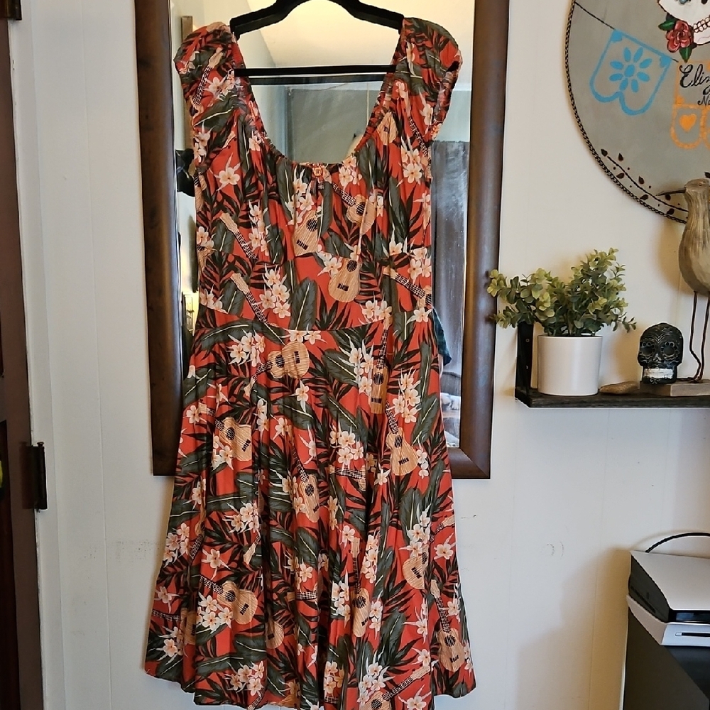 Multicolored Puff Sleeve Scoop Neck Mini Sundress